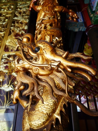 Chinese Dragon Carving Columnの写真素材