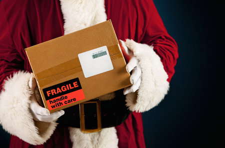 Extensive series of a Caucasian, Authentic Santa Claus Character on a blue background.