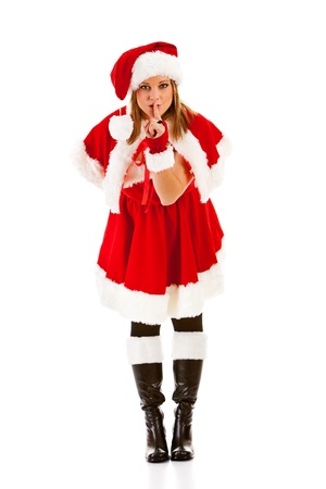 Caucasian female dressed in a cute Santa elf outfit.の写真素材