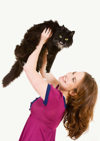 Series set in a Veterinarian's office, with a dog, cat, rabbit and a Caucasian veterinarian and customer.の写真素材