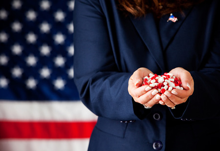 Politician: Handful of Medicine Capsulesの写真素材