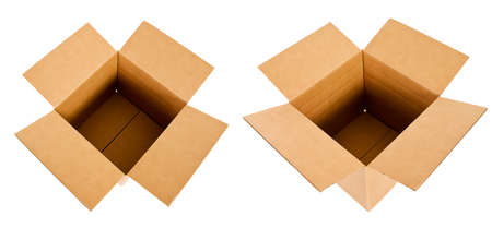 Two Open Cardboard Boxesの写真素材