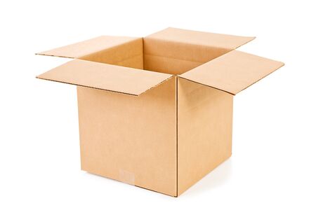 Single Opened And Empty Cardboard Boxの写真素材