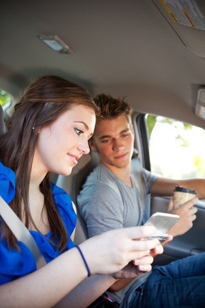 Driving: Driver Not Paying Attention to Roadの写真素材