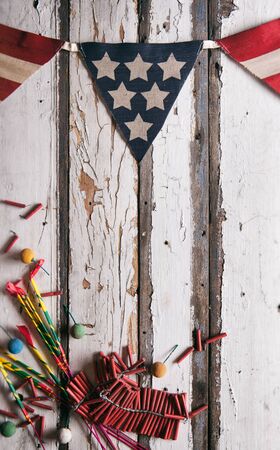 Summer: American July 4th Flag Banner Backgroundの写真素材