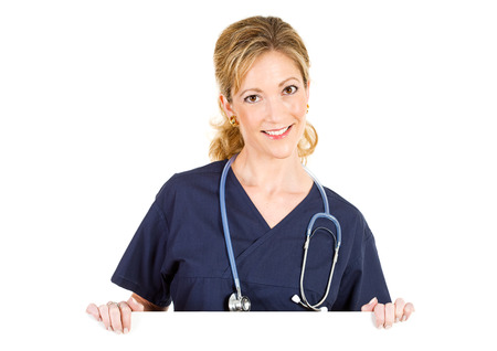 Doctor: Female Physician Behind White Cardの写真素材