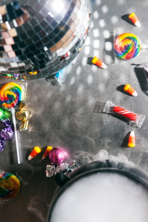 Halloween: Candy And Party Background With Open Space In Centerの写真素材
