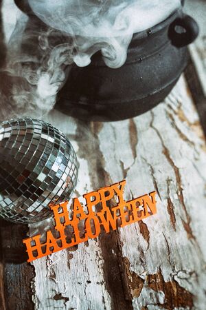 Halloween: Happy Halloween With Disco Ball And Magic Potionの写真素材