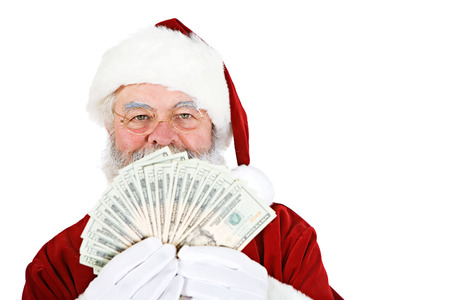 Santa: Santa Holding Money Fanの写真素材