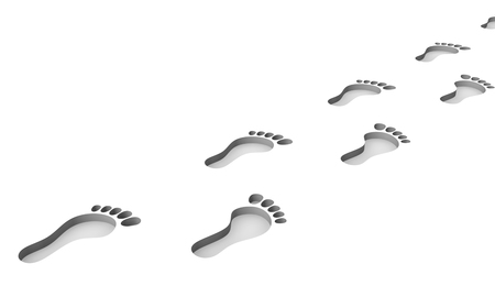One of a series of 3d computer graphic renders.  Footprints cut out of the ground.の写真素材