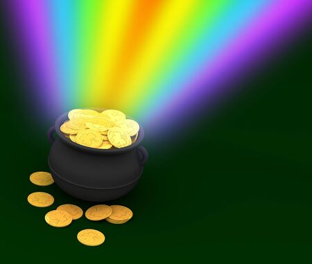 3d: Pot of Gold with Rainbowの写真素材