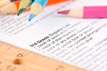 Education: School Supply List with Pencils and Suppliesの写真素材