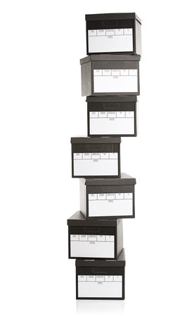 Tall Stack Of Cardboard File Boxes
