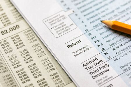 The USA moved the deadline for tax payments to July 15th, 2020, due to the pandemic.の写真素材