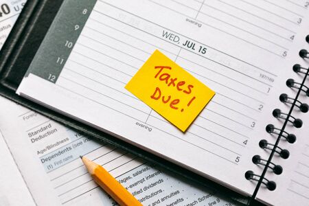 The USA moved the deadline for tax payments to July 15th, 2020, due to the pandemic.の写真素材