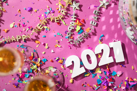 Extensive series celebrating the new year with bright colors and confetti.の写真素材