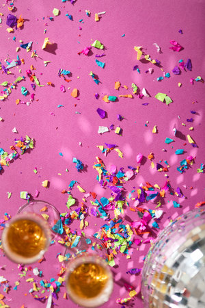 Extensive series celebrating the new year with bright colors and confetti.の写真素材
