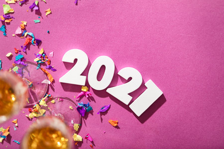 Extensive series celebrating the new year with bright colors and confetti.の写真素材