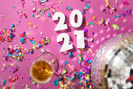Extensive series celebrating the new year with bright colors and confetti.の写真素材