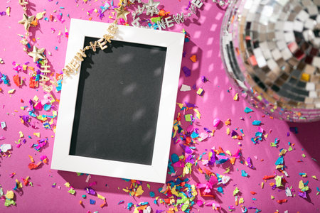 Extensive series celebrating the new year with bright colors and confetti.の写真素材