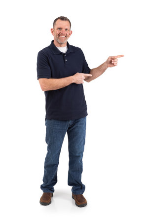 Adult male in casual wear, isolated on a white background.の写真素材
