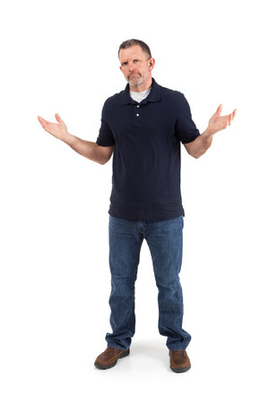 Adult male in casual wear, isolated on a white background.の写真素材
