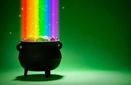 Series with a cauldron holding riches.  Good for St. Patrick's Day holiday or other money related concepts.の写真素材
