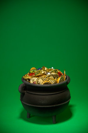 Series with a cauldron holding riches.  Good for St. Patrick's Day holiday or other money related concepts.の写真素材