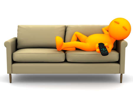 An extensive series of a 3d orange man, with a variety of props in all kinds of poses.  Good for uses where a specific person would not work.の写真素材