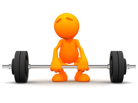 An extensive series of a 3d orange man, with a variety of props in all kinds of poses.  Good for uses where a specific person would not work.の写真素材