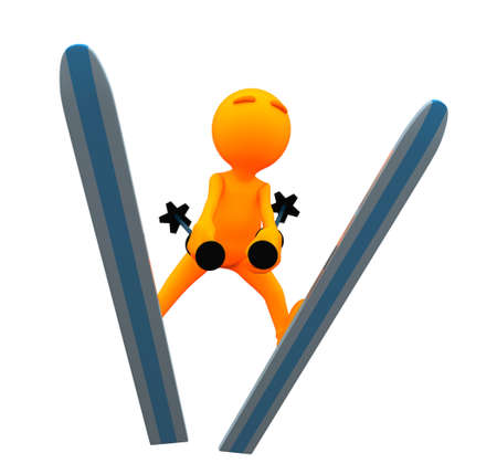 Part of extensive 3d orange man series.  Winter sport images suitable for games.の写真素材