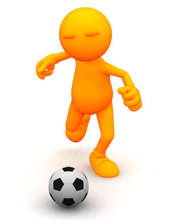 An extensive series of a 3d orange man, with a variety of props in all kinds of poses.  Good for uses where a specific person would not work.の写真素材