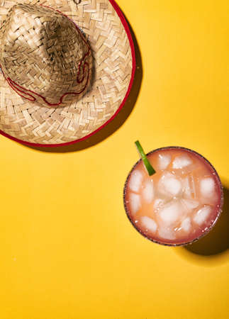Series with food, drinks and other items to make a festive background for Cinco De Mayo.  Includes a colorful margarita.の写真素材