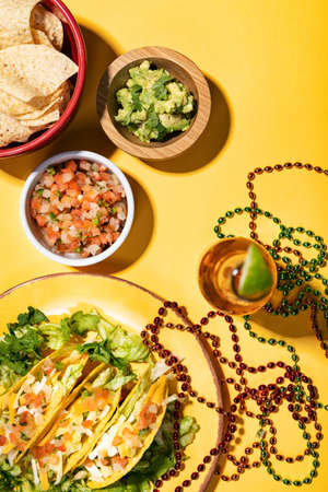 Series with food, drinks and other items to make a festive background for Cinco De Mayo.の写真素材