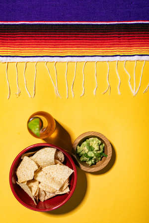 Series with food, drinks and other items to make a festive background for Cinco De Mayo.の写真素材