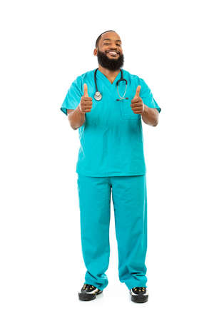 Extensive series of an African American Doctor with props, in vairous poses.の写真素材