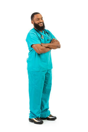 Extensive series of an African American Doctor with props, in vairous poses.の写真素材