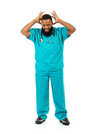 Extensive series of an African American Doctor with props, in vairous poses.の写真素材