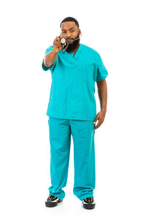Extensive series of an African American Doctor with props, in vairous poses.の写真素材