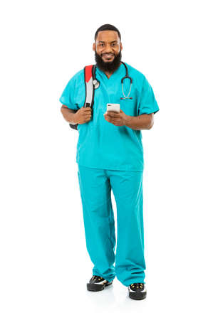 Extensive series of an African American Doctor with props, in vairous poses.の写真素材