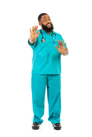 Extensive series of an African American Doctor with props, in vairous poses.の写真素材