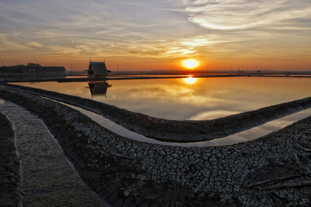 Salt Farm Salt Farm in Samut Sakhon, Thailandの写真素材