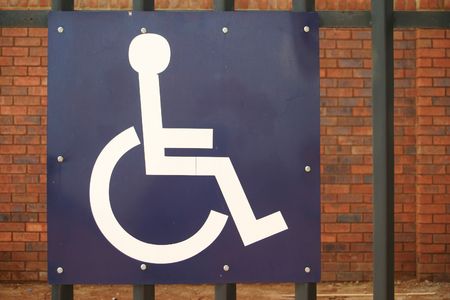 Blue disabled parking signの写真素材