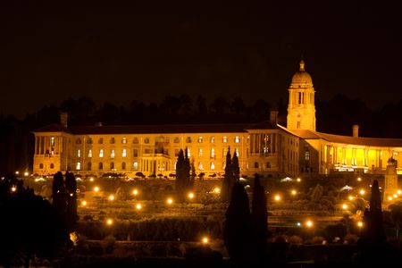 Unionbuildings in Pretoria, South Africa at night time - copy spaceの写真素材