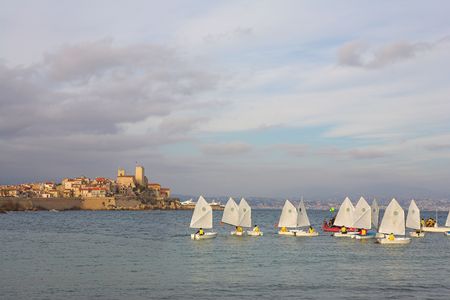 Sailboats in the Harbour Cote d'Azureの写真素材