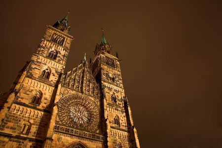 Church in Neurenburg at nighttime. copy space.の写真素材