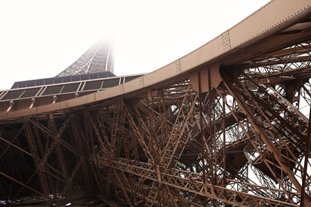 The Eiffel Tower in Paris, France.  Copy space.