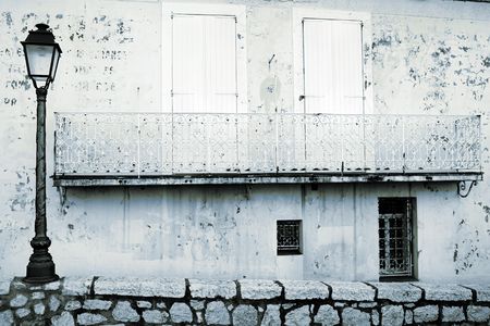Blue tone building in Antibes, France.  Copy spaceの写真素材