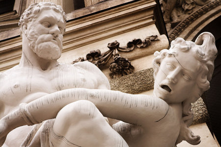 The statues of Hercules outside the Hoffberg Palaceの写真素材