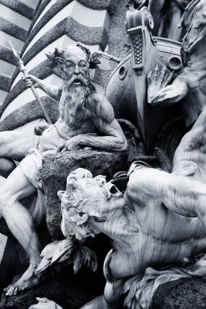 The statues of Hercules outside the Hoffberg Palace - Blue tone